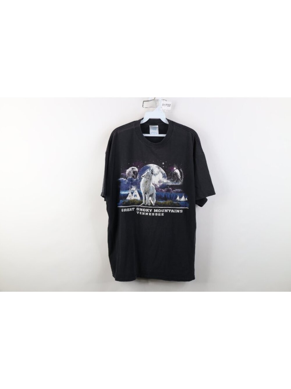 Vtg Y2K 2002 Streetwear Mens XL Faded Great Smoky Mountains Wolf Space T-Shirt